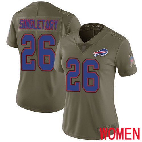 Women Buffalo Bills #26 Devin Singletary Limited Olive 2017 Salute to Service NFL Jersey->women nfl jersey->Women Jersey